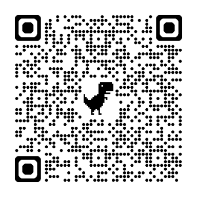 Roku appstore scan code QR code featuring a dinosaur graphic within the code design.
